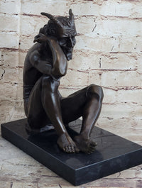 Satan Devil Demon Satyr Bronze Sculpture 7.5" x 8"