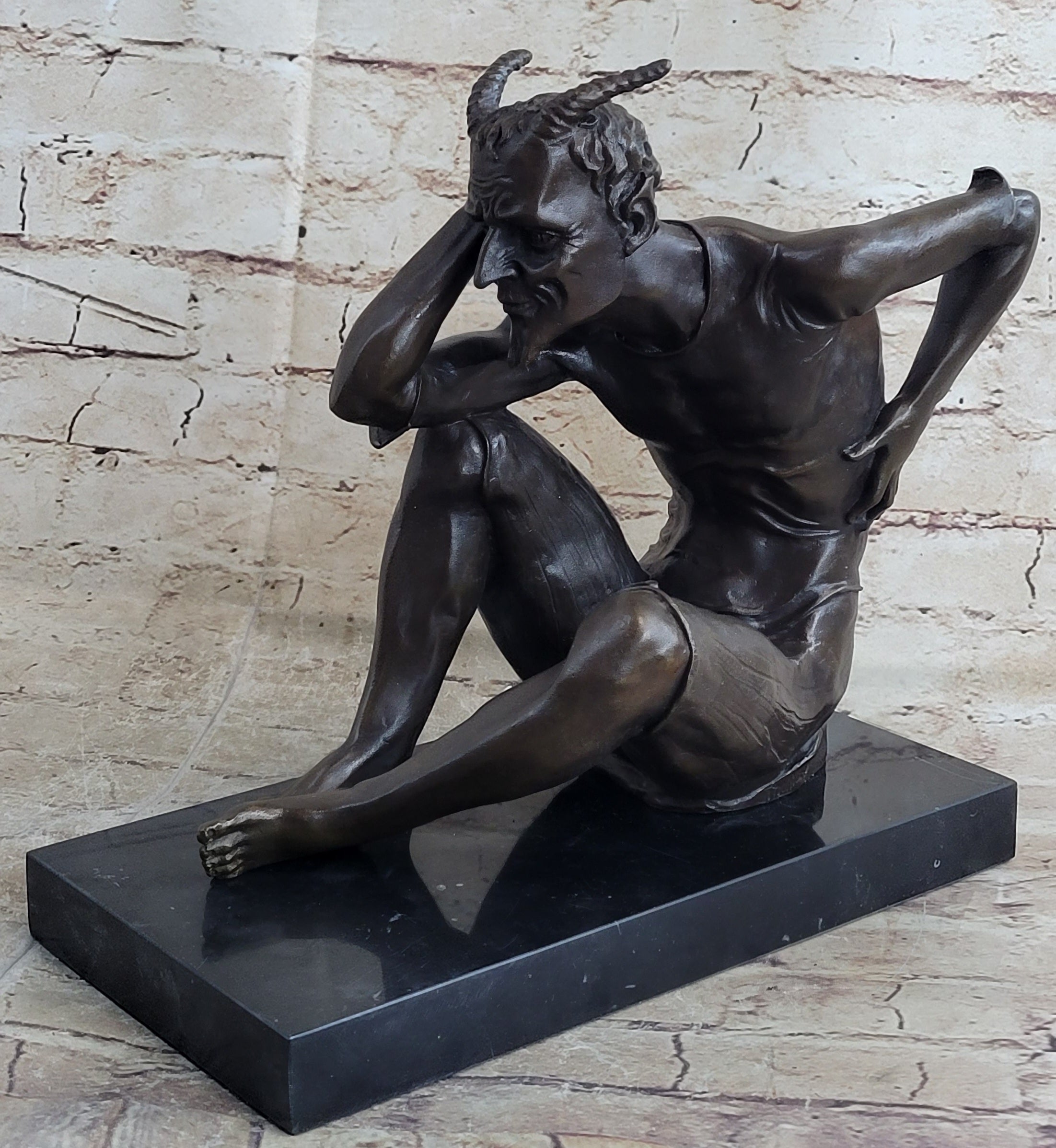Satan Devil Demon Satyr Bronze Sculpture 7.5" x 8"