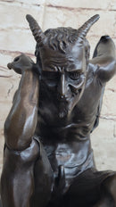 Satan Devil Demon Satyr Bronze Sculpture 7.5" x 8"