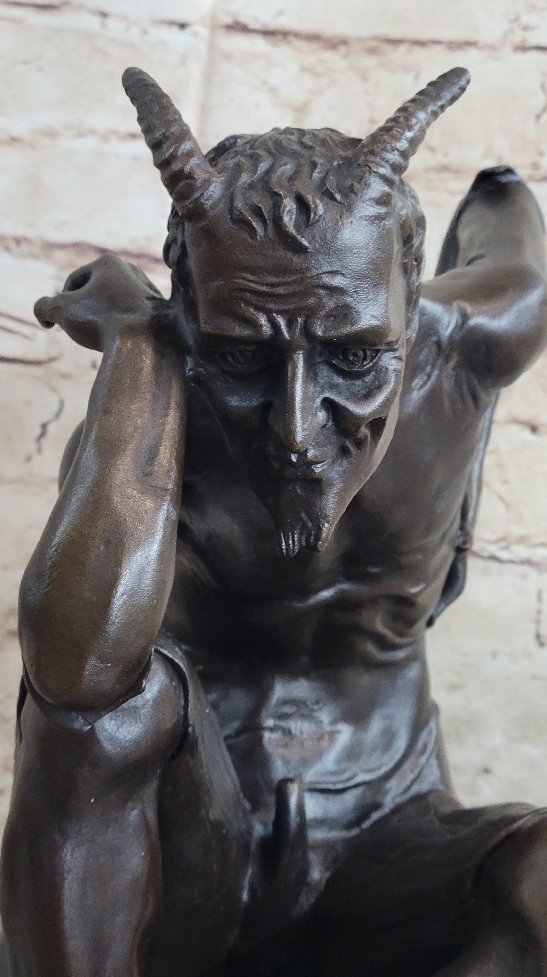Satan Devil Demon Satyr Bronze Sculpture 7.5" x 8"