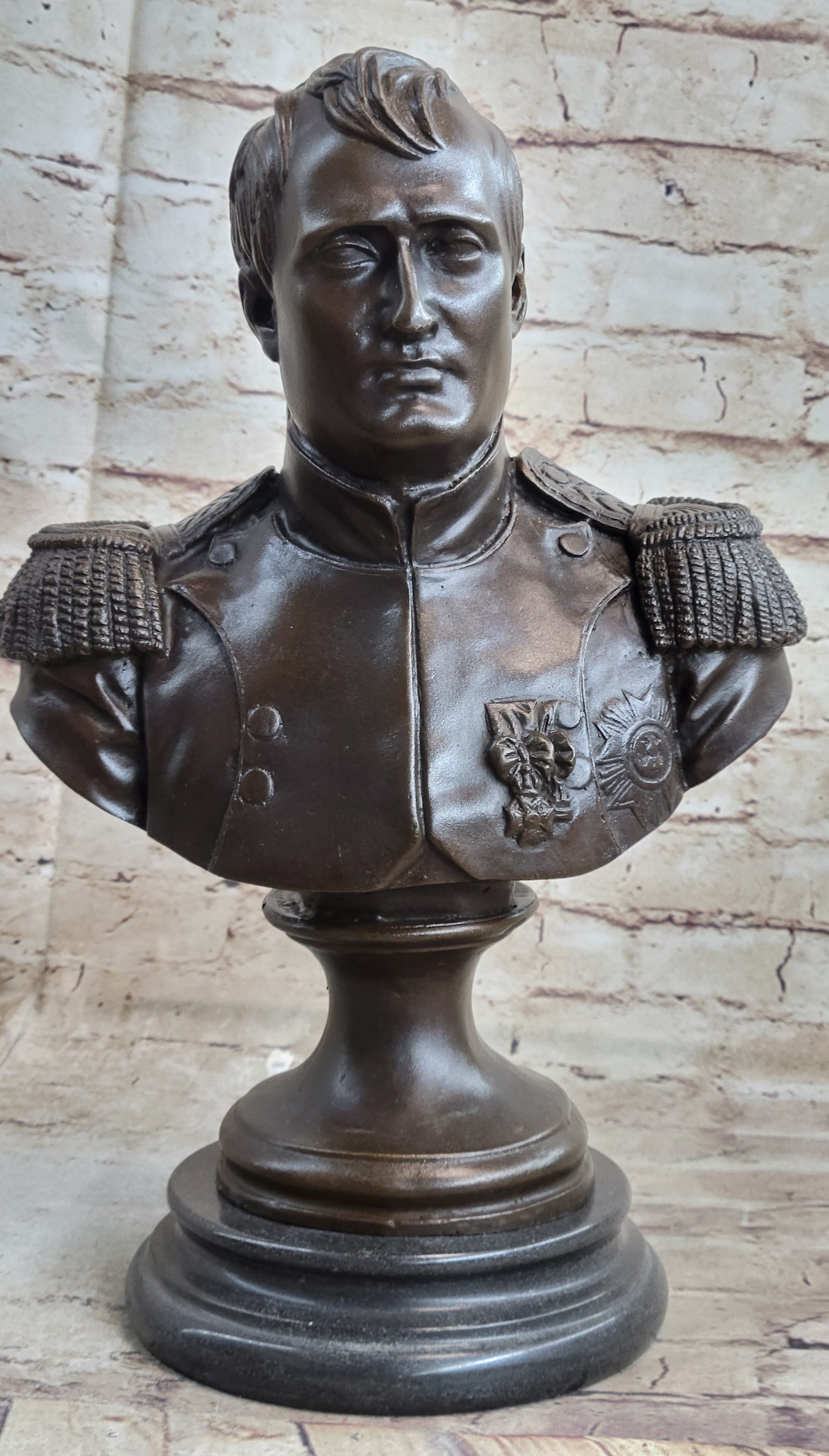 Bronze Bust Sculpture of Napoleon Bonaparte with Marble Base