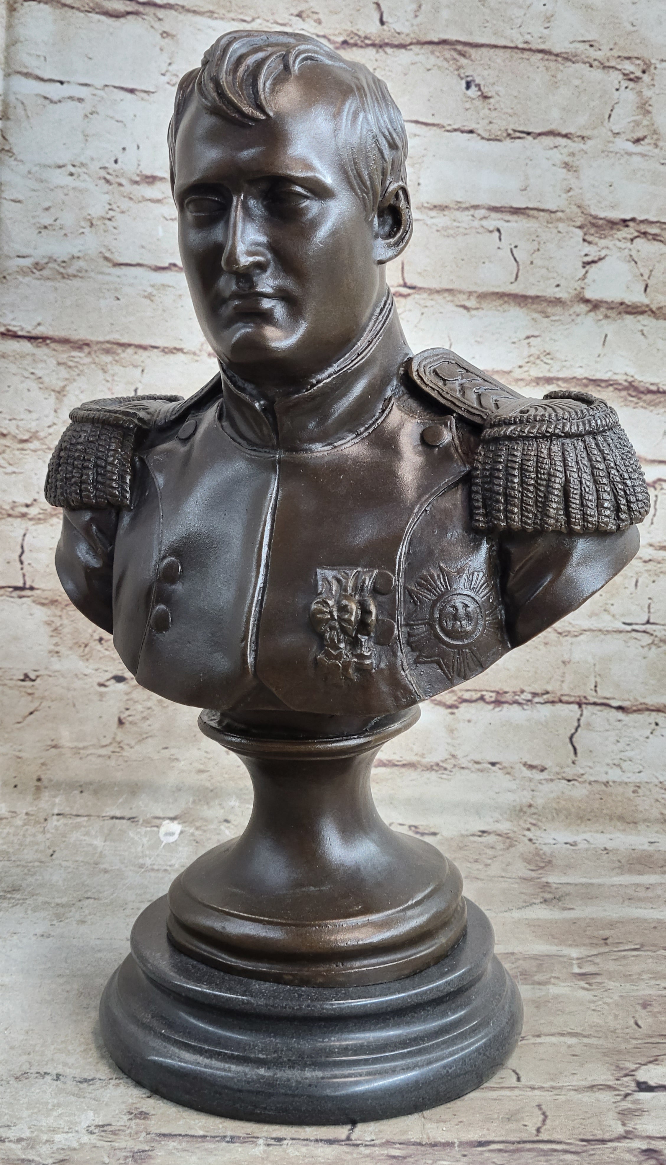 Bronze Bust Sculpture of Napoleon Bonaparte with Marble Base