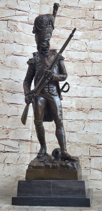 19th Century European Soldier w/ Rifle in Bearskin Hat Bronze