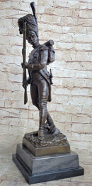 19th Century European Soldier w/ Rifle in Bearskin Hat Bronze