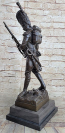 19th Century European Soldier w/ Rifle in Bearskin Hat Bronze