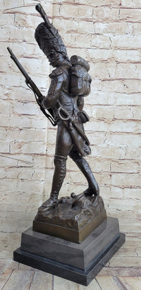 19th Century European Soldier w/ Rifle in Bearskin Hat Bronze