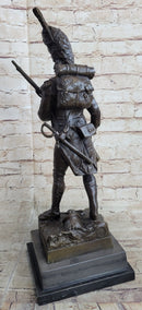 19th Century European Soldier w/ Rifle in Bearskin Hat Bronze