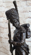 19th Century European Soldier w/ Rifle in Bearskin Hat Bronze