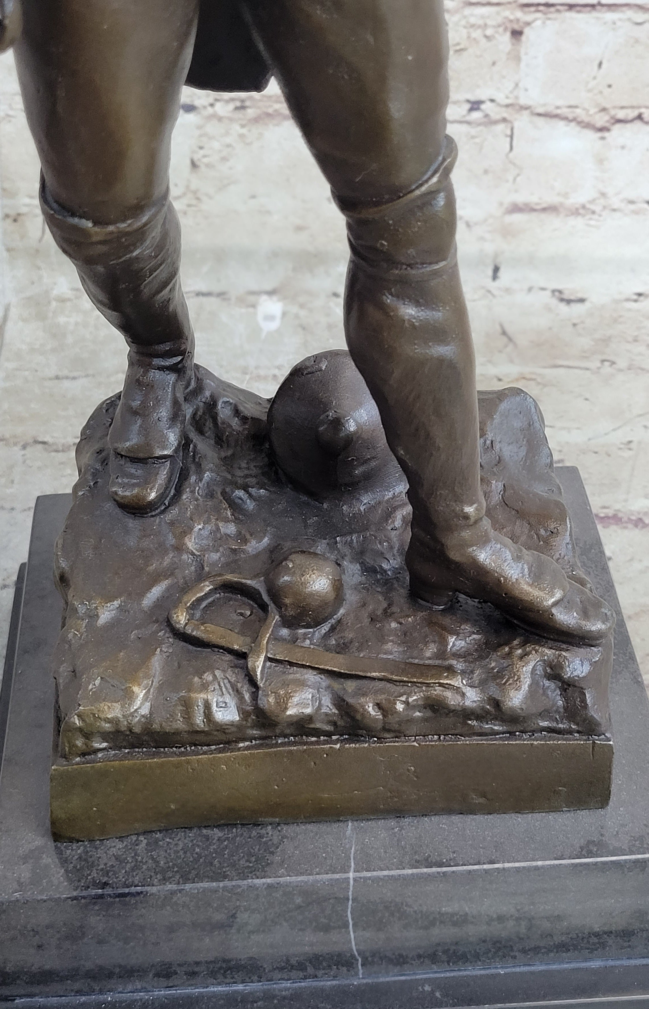 19th Century European Soldier w/ Rifle in Bearskin Hat Bronze