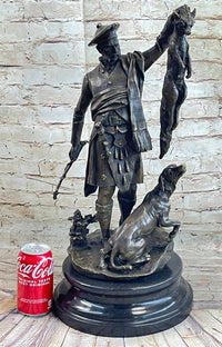 Scottish Hunter w/ Dog Bronze Sculpture Signed 22" x 11.5"