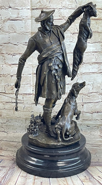 Scottish Hunter w/ Dog Bronze Sculpture Signed 22" x 11.5"