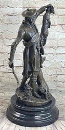 Scottish Hunter w/ Dog Bronze Sculpture Signed 22" x 11.5"