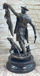Scottish Hunter w/ Dog Bronze Sculpture Signed 22" x 11.5"