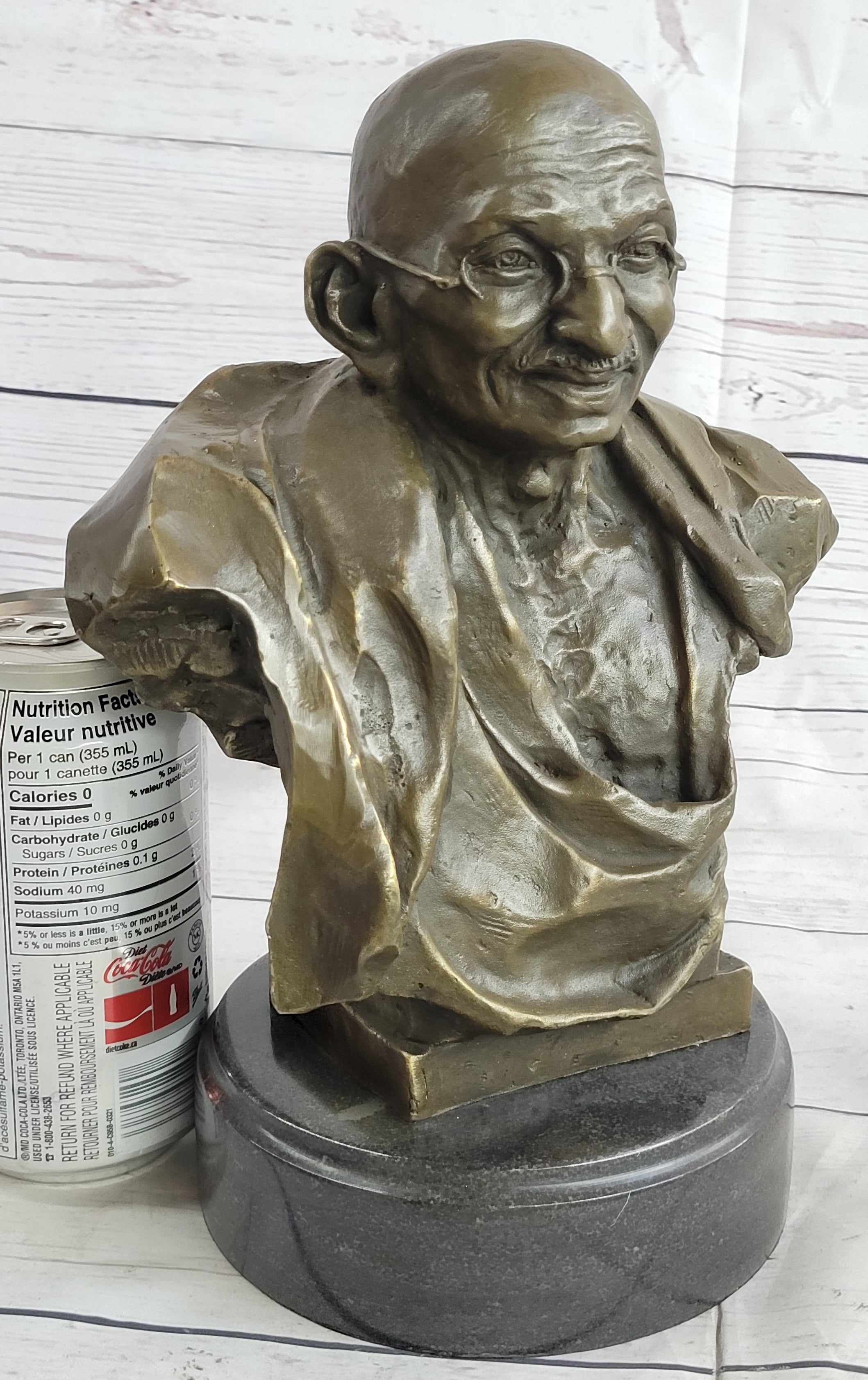 Mahatma Gandhi Bronze Bust Sculpture 10" x 7"