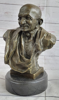 Mahatma Gandhi Bronze Bust Sculpture 10" x 7"