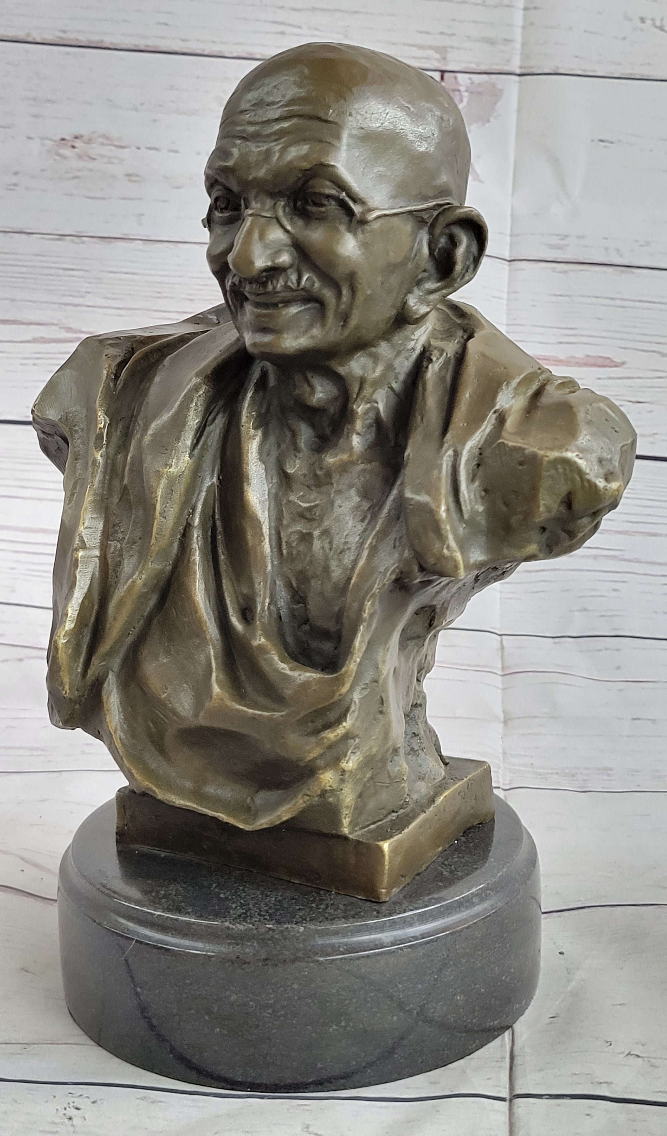 Mahatma Gandhi Bronze Bust Sculpture 10" x 7"