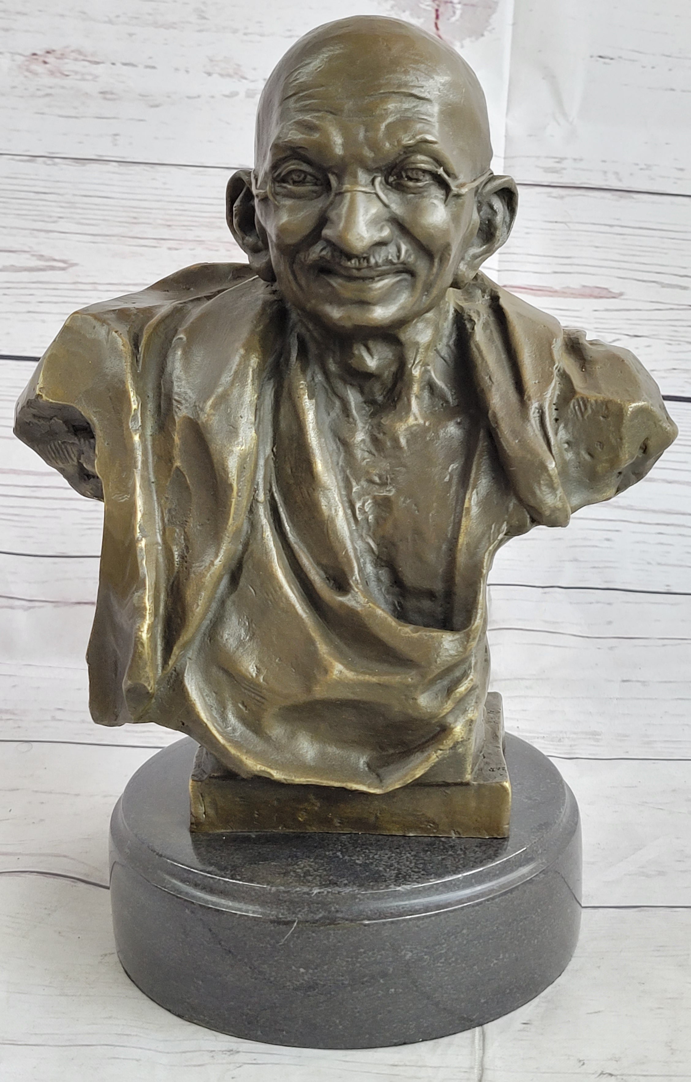 Mahatma Gandhi Bronze Bust Sculpture 10" x 7"