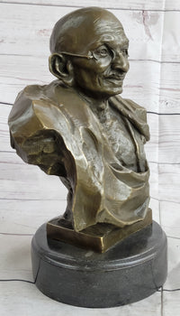 Mahatma Gandhi Bronze Bust Sculpture 10" x 7"