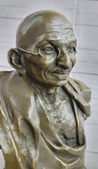 Mahatma Gandhi Bronze Bust Sculpture 10" x 7"