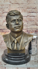 JFK John F. Kennedy Bronze Bust on Marble Base Signed 10" x 7"