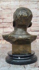 JFK John F. Kennedy Bronze Bust on Marble Base Signed 10" x 7"