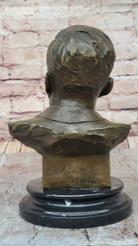 JFK John F. Kennedy Bronze Bust on Marble Base Signed 10" x 7"