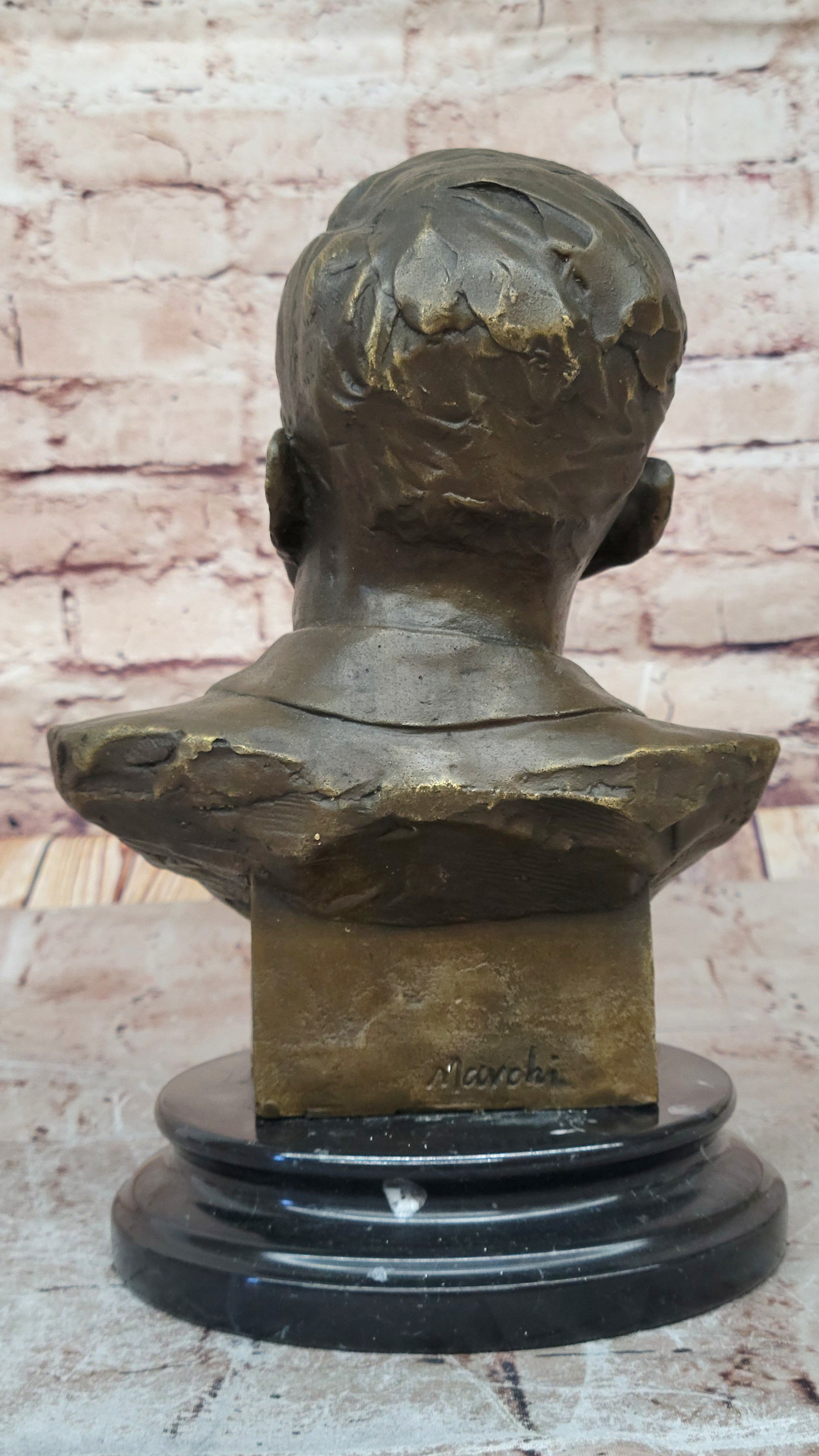 JFK John F. Kennedy Bronze Bust on Marble Base Signed 10" x 7"