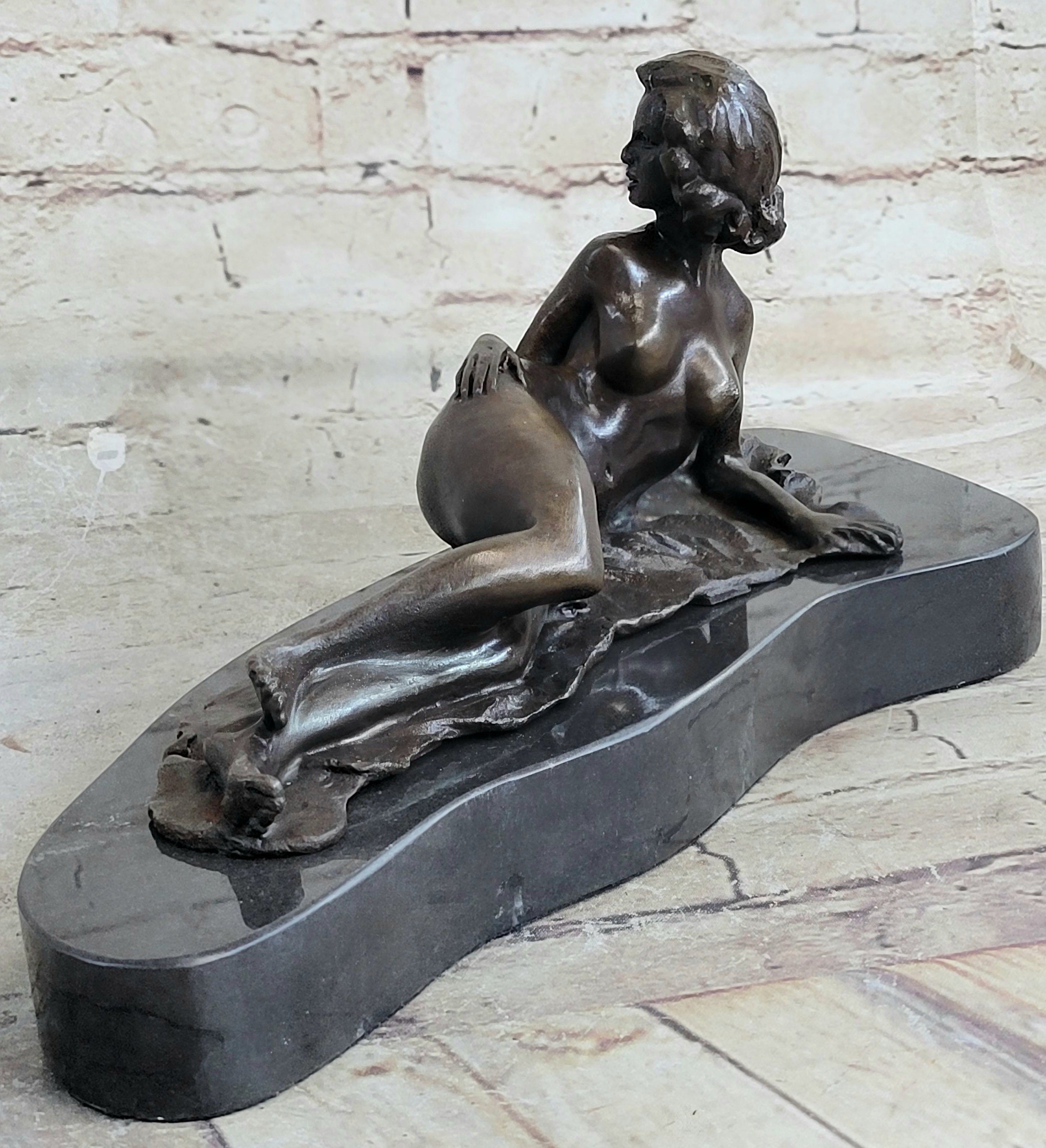 Sexy Nude Female Figure Model Laying on Her Side - Original Bronze Sculpture by Pasquale Delor