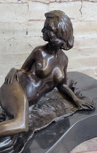 Sexy Nude Female Figure Model Laying on Her Side - Original Bronze Sculpture by Pasquale Delor