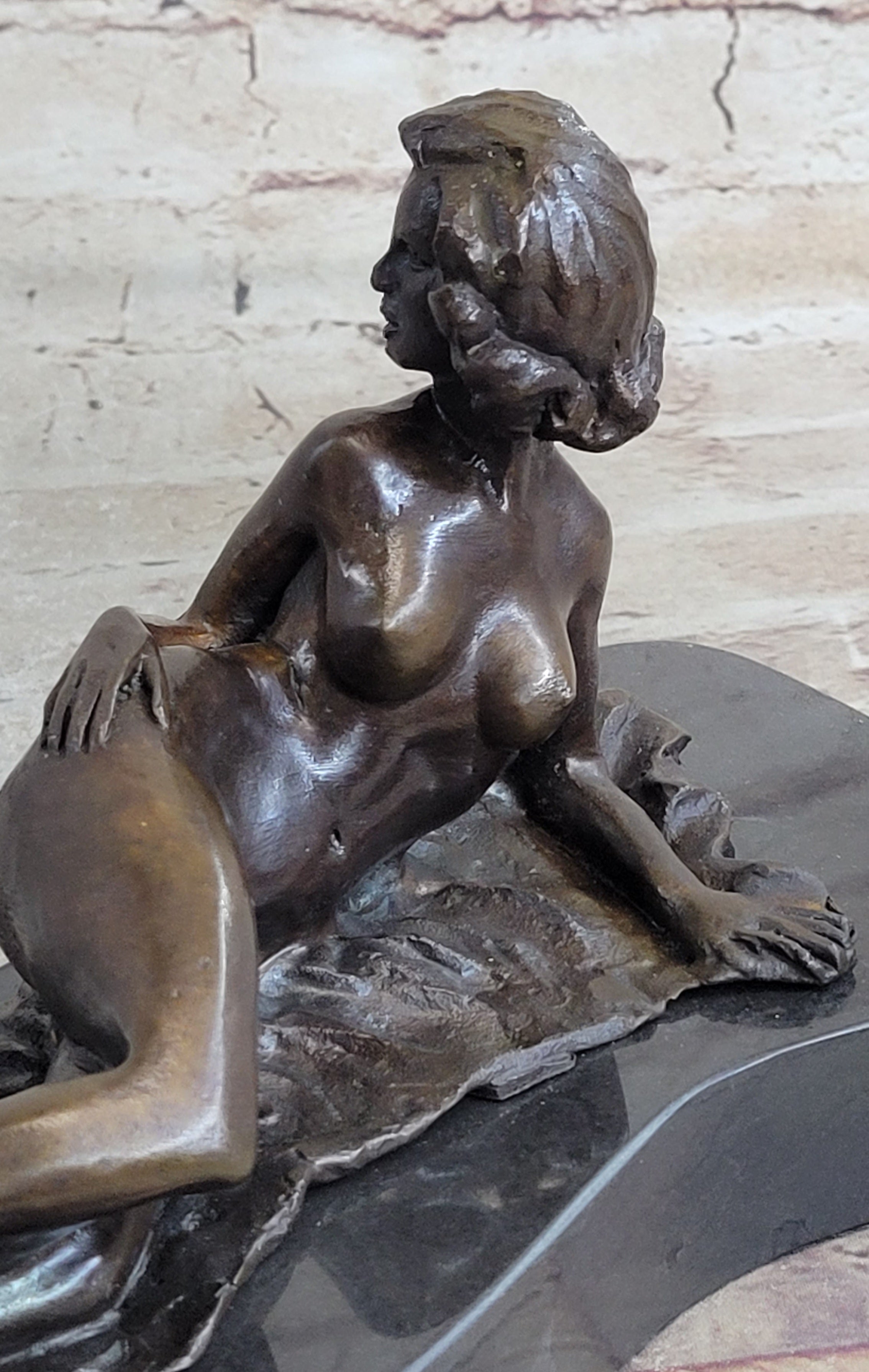 Sexy Nude Female Figure Model Laying on Her Side - Original Bronze Sculpture by Pasquale Delor