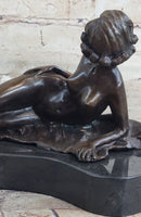 Sexy Nude Female Figure Model Laying on Her Side - Original Bronze Sculpture by Pasquale Delor