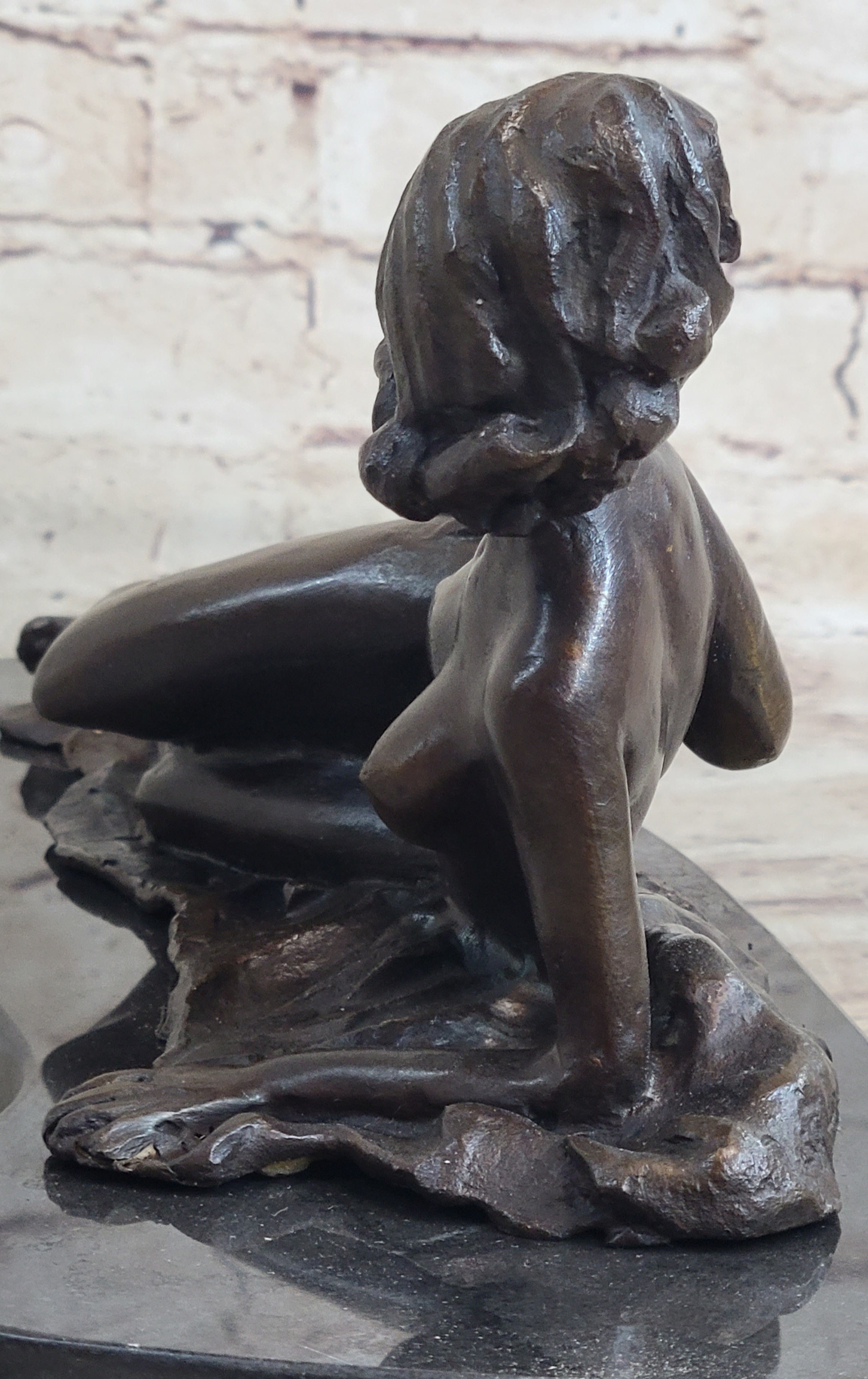 Sexy Nude Female Figure Model Laying on Her Side - Original Bronze Sculpture by Pasquale Delor