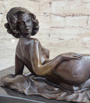 Sexy Nude Female Figure Model Laying on Her Side - Original Bronze Sculpture by Pasquale Delor