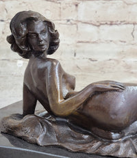 Sexy Nude Female Figure Model Laying on Her Side - Original Bronze Sculpture by Pasquale Delor