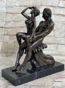 Signed Erotic Hot Cast Nude Girl and man Bronze Sculpture Erotic