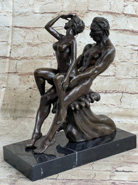 Signed Erotic Hot Cast Nude Girl and man Bronze Sculpture Erotic