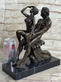 Signed Erotic Hot Cast Nude Girl and man Bronze Sculpture Erotic