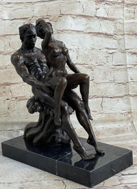 Signed Erotic Hot Cast Nude Girl and man Bronze Sculpture Erotic
