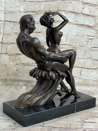 Signed Erotic Hot Cast Nude Girl and man Bronze Sculpture Erotic