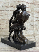 Signed Erotic Hot Cast Nude Girl and man Bronze Sculpture Erotic