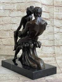 Signed Erotic Hot Cast Nude Girl and man Bronze Sculpture Erotic