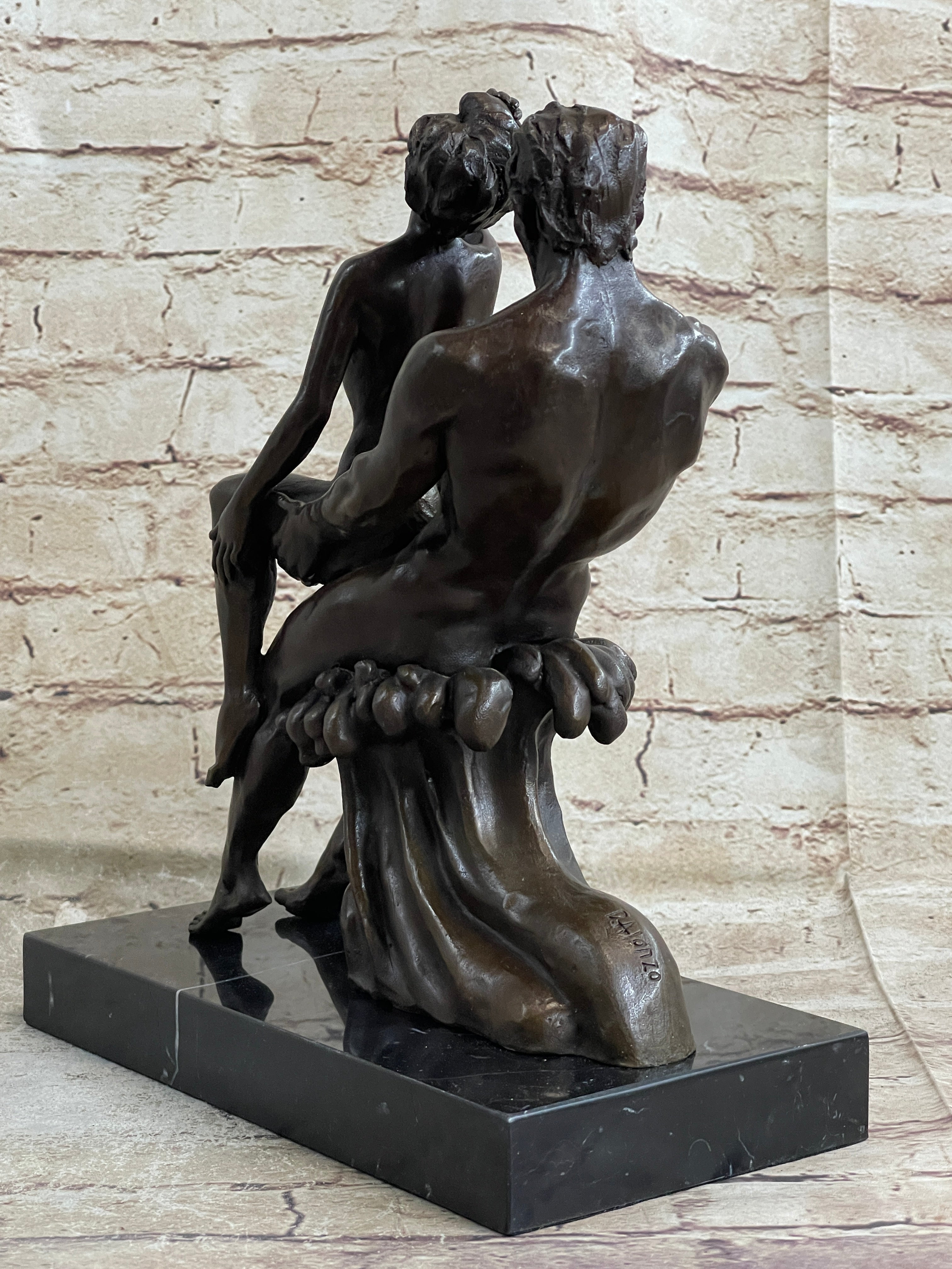 Signed Erotic Hot Cast Nude Girl and man Bronze Sculpture Erotic