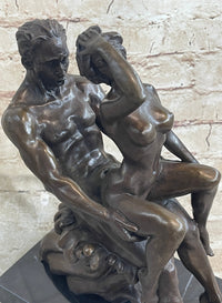 Signed Erotic Hot Cast Nude Girl and man Bronze Sculpture Erotic
