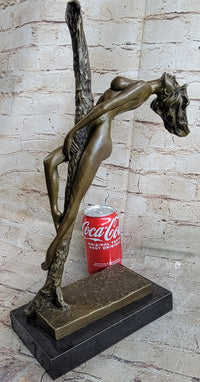 Sexy Nude Female Figure Girl Leaning Back on a Pole - Signed Original Art by Vitaleh