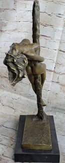 Sexy Nude Female Figure Girl Leaning Back on a Pole - Signed Original Art by Vitaleh