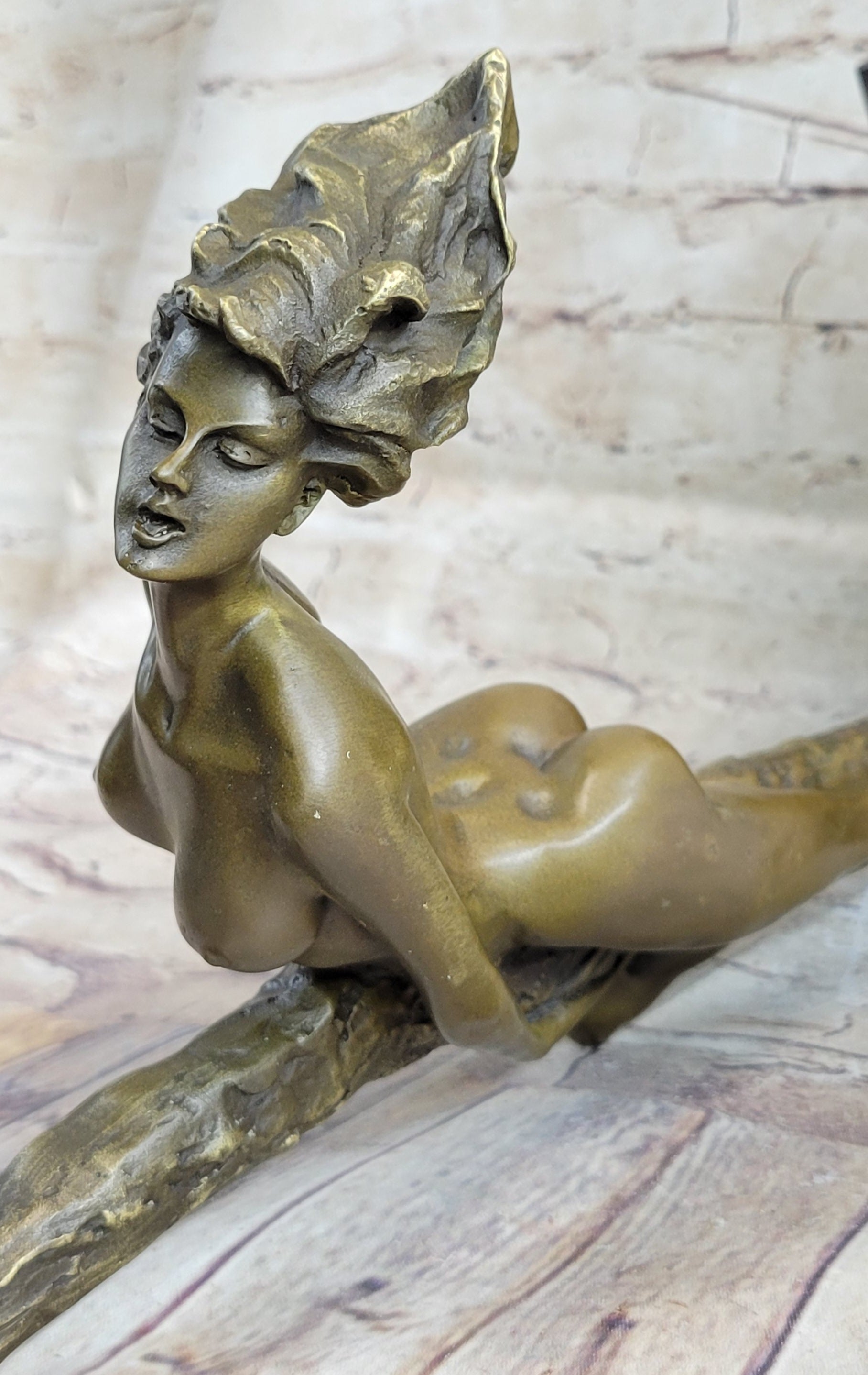 Sexy Nude Female Figure Girl Leaning Back on a Pole - Signed Original Art by Vitaleh