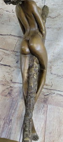 Sexy Nude Female Figure Girl Leaning Back on a Pole - Signed Original Art by Vitaleh