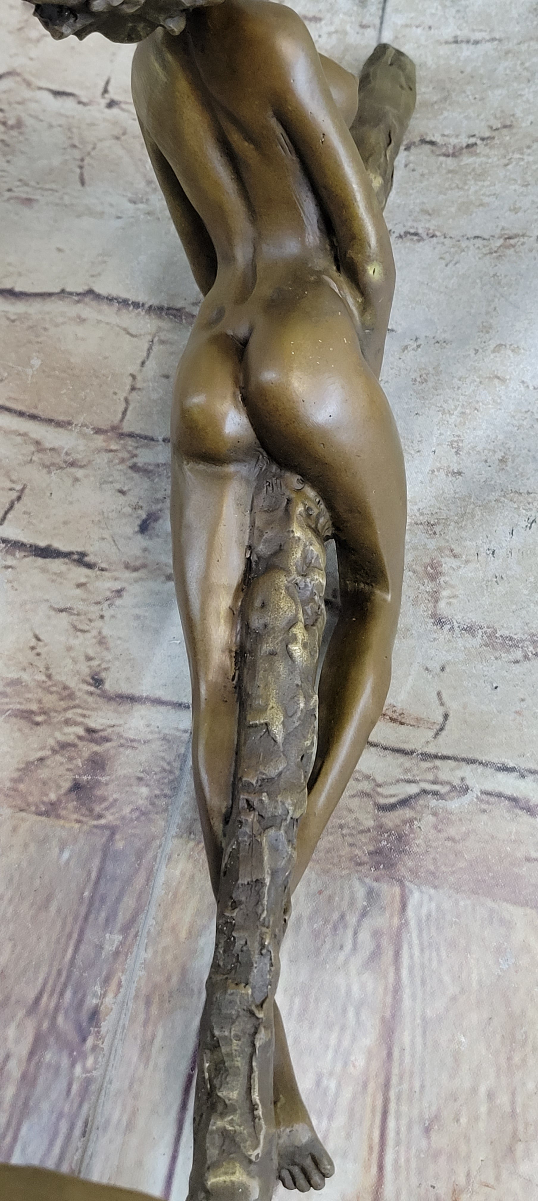 Sexy Nude Female Figure Girl Leaning Back on a Pole - Signed Original Art by Vitaleh