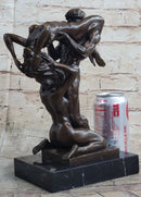 FFM Threesome Erotic Sexual Nude Bronze Statue Sculpture Modern Art Marble Base 11" x 6"