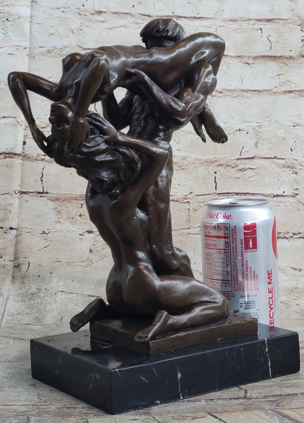 FFM Threesome Erotic Sexual Nude Bronze Statue Sculpture Modern Art Marble Base 11" x 6"
